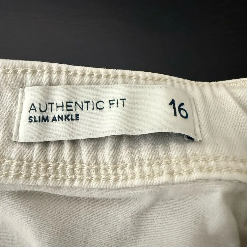 J Jill Denim Authentic Fit Slim Ankle Pants Womens Plus Sz 16 Beige Stretch